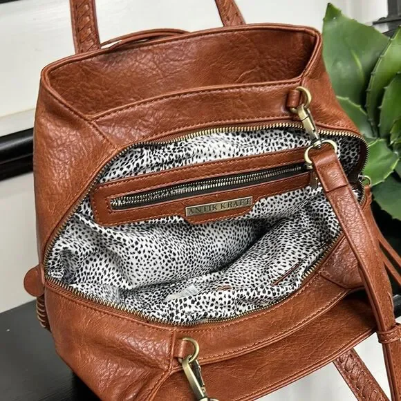 Antik Kraft Tan Brown Pebbled Leather Shoulder Bag - Picture 9 of 9